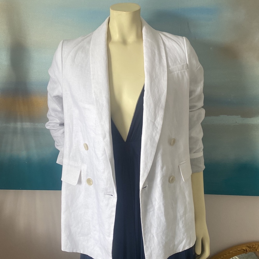Banana Republic White Linen Blazer